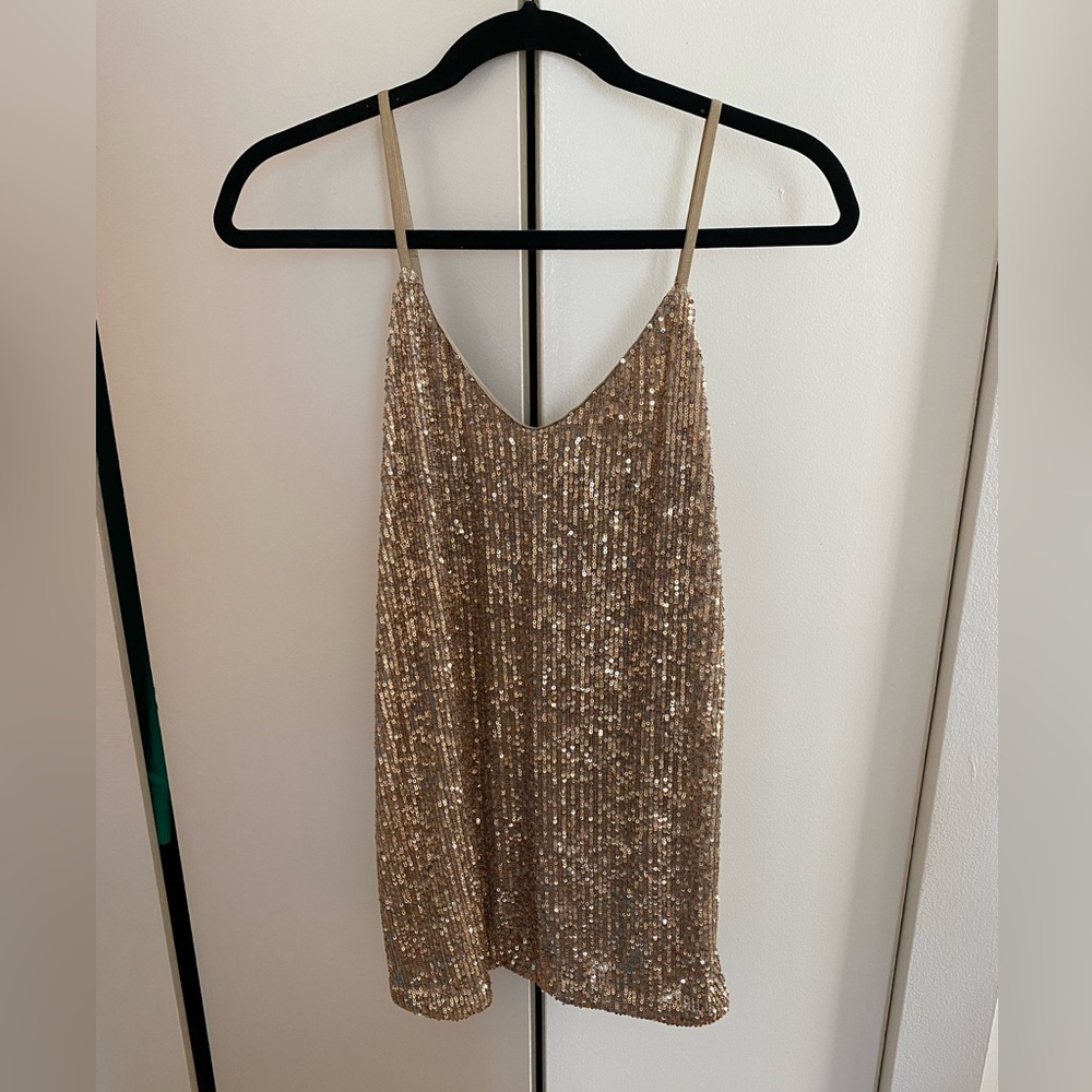 Hugo Boss gold sequin camisole tank